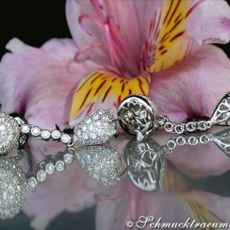 Pretty Pear and Ball Earrings with Diamonds