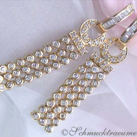 Splendid Dangling Earrings with Diamonds in Yellow gold 14k