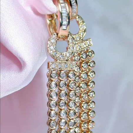 Splendid Dangling Earrings with Diamonds in Yellow gold 14k