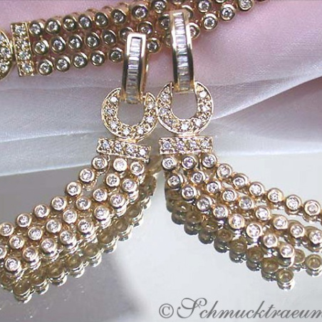 Splendid Dangling Earrings with Diamonds in Yellow gold 14k
