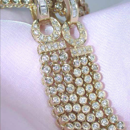 Splendid Dangling Earrings with Diamonds in Yellow gold 14k