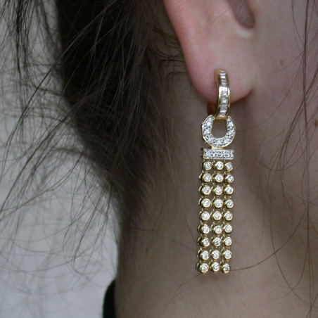 Splendid Dangling Earrings with Diamonds in Yellow gold 14k