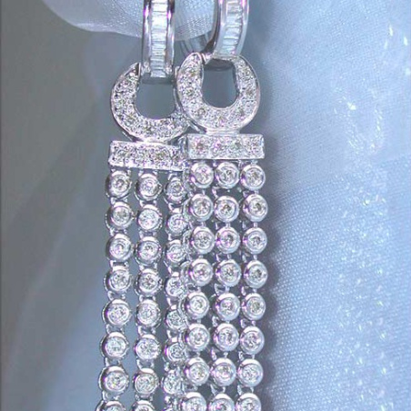 Splendid Dangling Earrings with Diamonds in White gold 14k