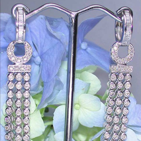 Splendid Dangling Earrings with Diamonds in White gold 14k