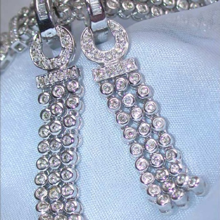 Splendid Dangling Earrings with Diamonds in White gold 14k