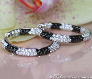 Attractive Hoops with Black & White Diamonds