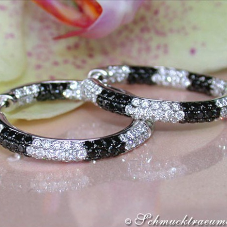 Attractive Hoops with Black & White Diamonds