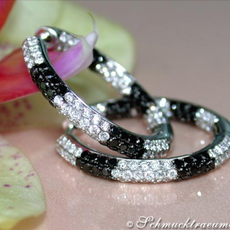 Attractive Hoops with Black & White Diamonds