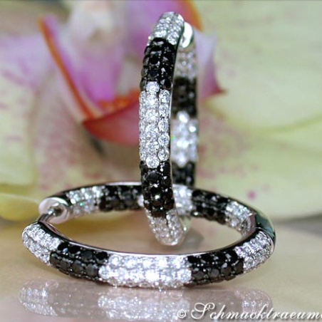 Attractive Hoops with Black & White Diamonds
