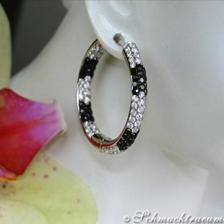 Attractive Hoops with Black & White Diamonds