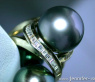 Fabulous Tahitian Pearl Ring with Diamonds in Yellow Gold 18k