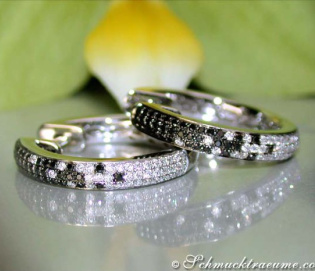 Elegant Black & White Diamond Hoop Earrings