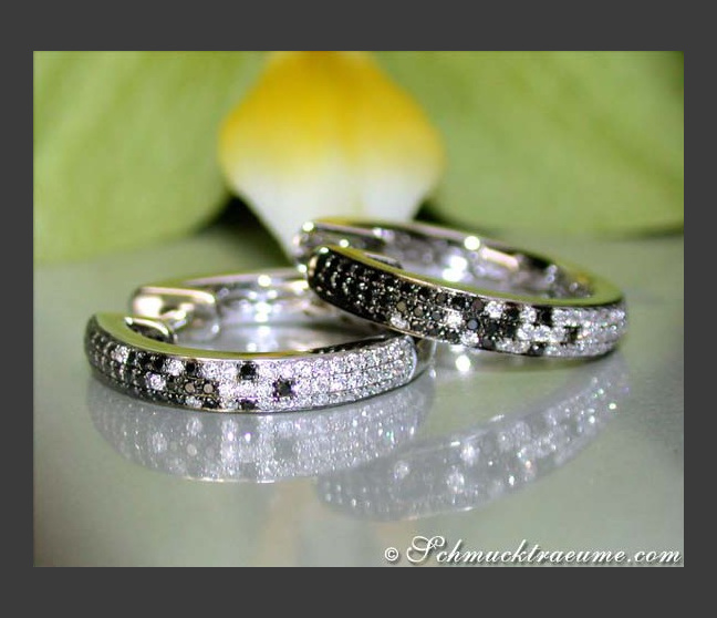 Elegant Black & White Diamond Hoop Earrings Elegant Black & White Diamond Hoop Earrings