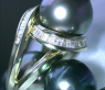 Fabulous Tahitian Pearl Ring with Diamonds in Yellow Gold 18k