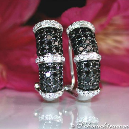 Brillanten & schwarze Diamanten Ohrstecker