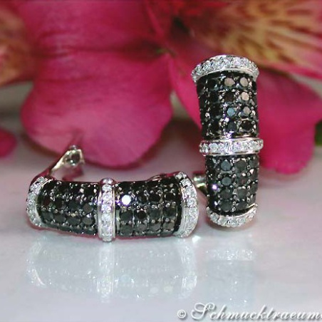 Brillanten & schwarze Diamanten Ohrstecker