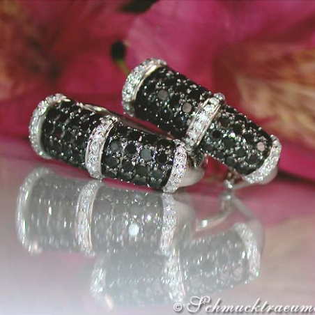 Brillanten & schwarze Diamanten Ohrstecker
