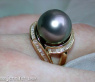 Fabulous Tahitian Pearl Ring with Diamonds in Yellow Gold 18k