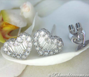 Pretty Diamond Heart Stud Earrings