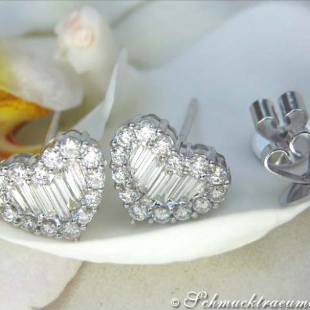 Pretty Diamond Heart Stud Earrings