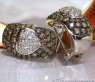 Pretty Brown & White Diamond Heart Earrings