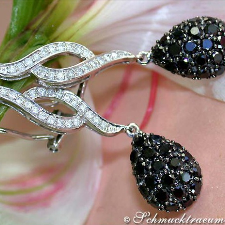Wonderful Black & White Diamond Earrings
