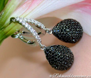 Interesting Black & White Diamond Teardrop Earrings