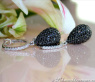 Interesting Black & White Diamond Teardrop Earrings