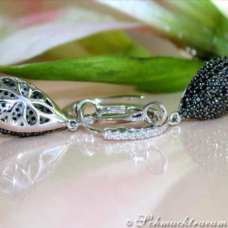 Interesting Black & White Diamond Teardrop Earrings