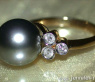Precious Tahitian Pearl Ring with Diamonds in Yellow gold
