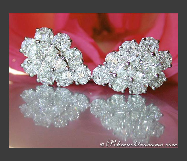 Unique Pear Shaped Diamond Earrings (Illusion Design) Unique Pear Shaped Diamond Earrings (Illusion Design)