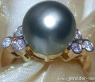 Precious Tahitian Pearl Ring with Diamonds in Yellow gold