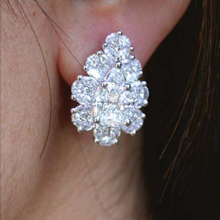 Unique Pear Shaped Diamond Earrings (Illusion Design)