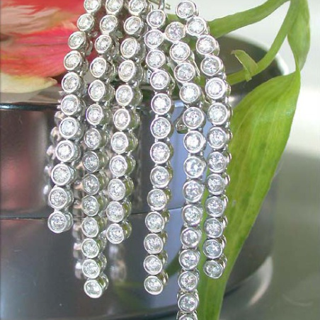 Long Dangling Earrings with Diamonds (Chain Style)