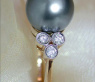 Precious Tahitian Pearl Ring with Diamonds in Yellow gold