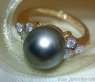 Precious Tahitian Pearl Ring with Diamonds in Yellow gold