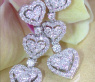Beautiful Dangling Earrings with Diamond Hearts
