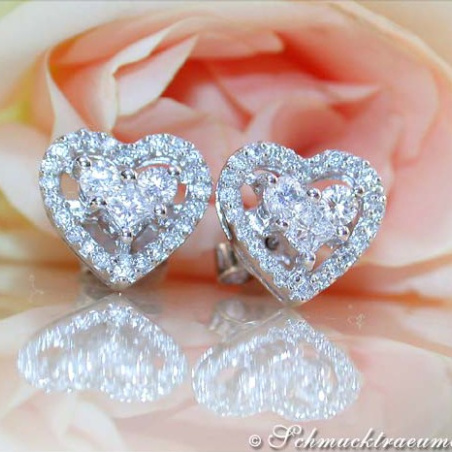 Pretty Diamond Heart Studs with Princess Diamonds