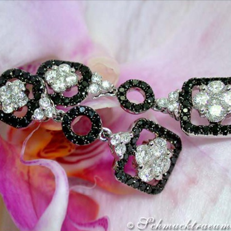 Unique Hanging Earrings with Black & White Diamonds