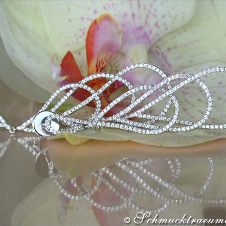 Extra Long Pear Shaped Dangling Earrings with Diamonds (60 mm)