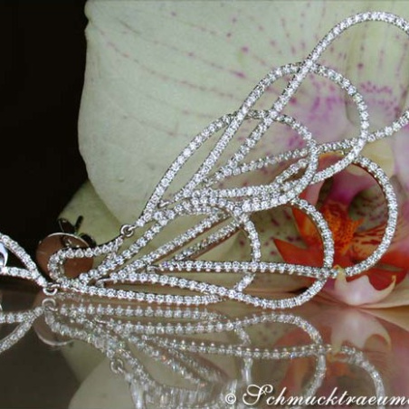 Extra Long Pear Shaped Dangling Earrings with Diamonds (60 mm)