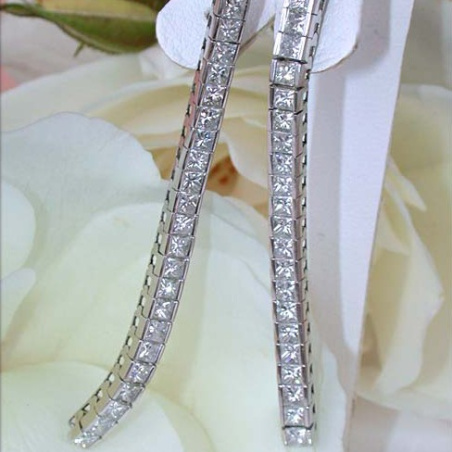 Extra long Princess Diamond Earrings