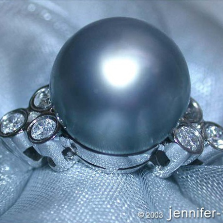 Tahitiperle Ring mit Brillanten