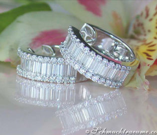 Magnificent Diamond Hoop Earrings (Baguette & Brilliant Cut)