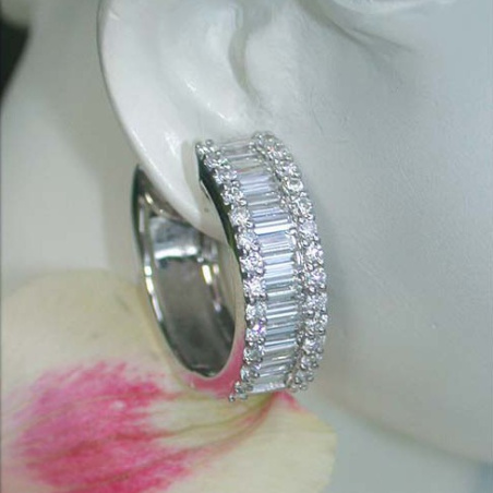 Magnificent Diamond Hoop Earrings (Baguette & Brilliant Cut)