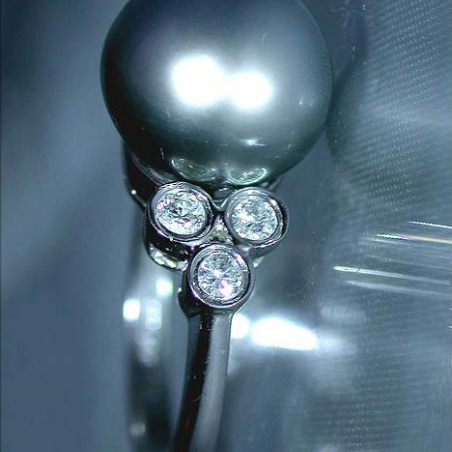 Tahitiperle Ring mit Brillanten