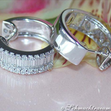 Magnificent Diamond Hoop Earrings (Baguette & Brilliant Cut)
