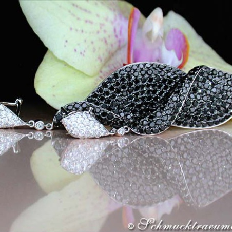 Terrific Black & White Diamond Dangling Earrings (68 mm)