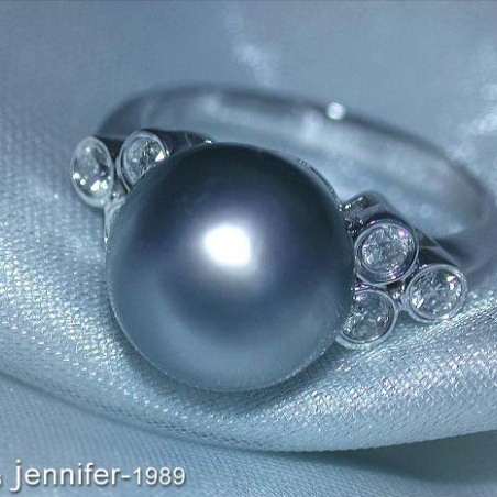 Tahitiperle Ring mit Brillanten