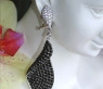 Terrific Black & White Diamond Dangling Earrings (68 mm)